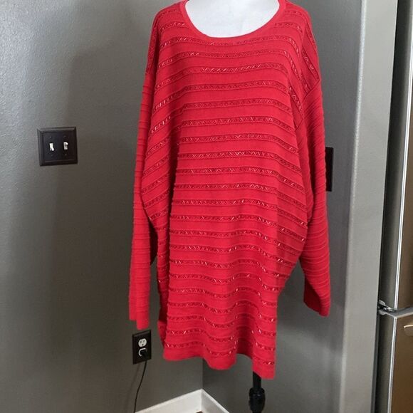 Lane Bryant Sweater Womens Red Top Long Sleeve Casual Ladies Beaded - Picture 13 of 13